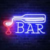 1pc Bar Neon LED Sign,USB-Powered, Multicolor Illuminated Wall Decor for Bars, Cafes, Clubs & Restaurants - Vibrant Pink & Blue Light