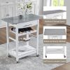 Mobile Rolling Kitchen Island Trolley Serving Cart with Underneath Drawer & Slide-Out Wire Storage Basket