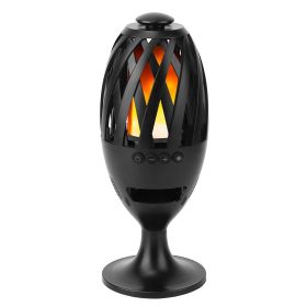 1Pc LED Flame Speakers Torch Wireless Speaker Waterproof Stereo Bass Speaker Outdoor Light-Up Speaker Atmosphere LED Flickers Night Light Patio S (Color: Black)