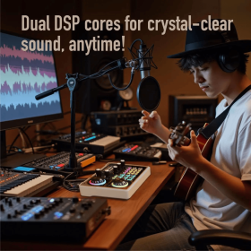 NX7 LED Karaoke Mixer - Stunning Lighting Effects, Backing Vocal Function, PC Microphone Kit, Dual Ports For Mobile Phones, Podcast Mixing Equipm (Option: NX7 OTG)