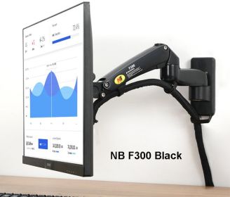 F300 F150 Gas Spring 24-35 inch LED TV Wall Mount Monitor Holder Ergonomic Mount Arm Max. VESA 100*100mm Loading 3-12kgs (Ships From: China, Color: F300-Black)