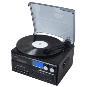 Victor Cosmopolitan 8 in 1 Turntable Music Center with Built In Speakers (Color: Black)