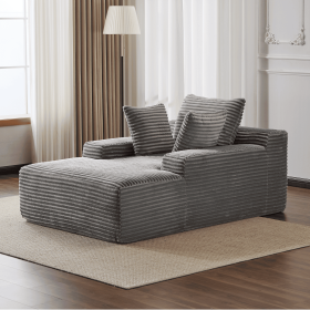 Double Chaise Lounge Chair Indoor,Oversized Upholstered Sleeper Cloud Couch,Deep Seat Luxury Sofa Bed,Sectional Sofa Chaise Love-seat (Color: GREY)