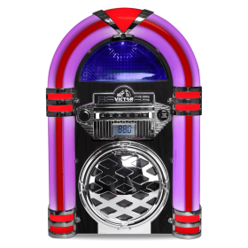 Victor Broadway II Desktop CD Jukebox with Multi Color LED Lighting (Color: Black)