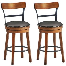 25.5-Inch 360-Degree Bar Swivel Stools with Leather Padded (quanlity: 2)
