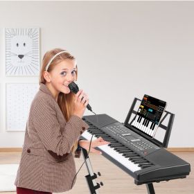 61 Keys Digital Music Keyboard Electric Piano Electronic Musical Instrument Kids Learning Keyboard with Microphone for 3-12 Year Old Kids Girls B (Type: Black with Stand)