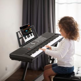 61 Keys Digital Music Keyboard Electric Piano Electronic Musical Instrument Kids Learning Keyboard with Microphone for 3-12 Year Old Kids Girls B (Type: Black_Standard)
