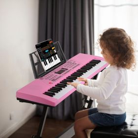61 Keys Digital Music Keyboard Electric Piano Electronic Musical Instrument Kids Learning Keyboard with Microphone for 3-12 Year Old Kids Girls B (Type: Pink_Standard)